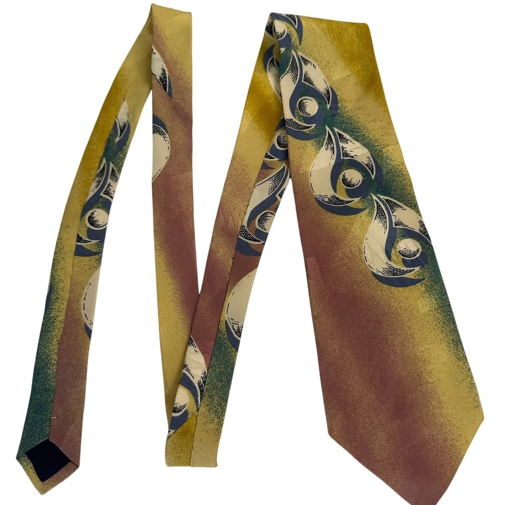 Jacques Estier Abstract Atomic Swirl Silk Tie Vintage Retro Mid Century